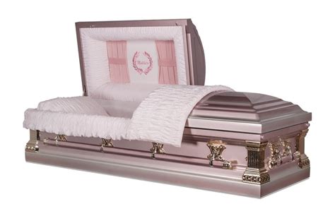 Mother Metal Casket In Pink And Shaded Silver With Pink Interior