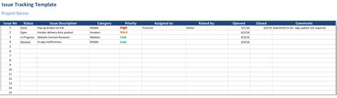 Issue Tracking Template For Excel Free Download