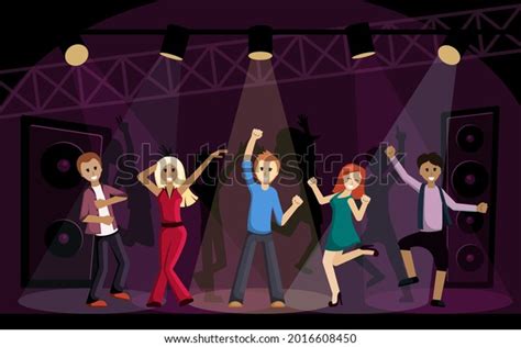 People Dancing Disco Illustration Cheerful Young Stock Vector Royalty