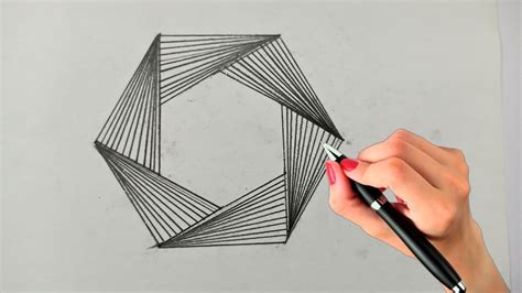 How To Draw 3d Art On Paper Geometric Hexagon Drawing Optical