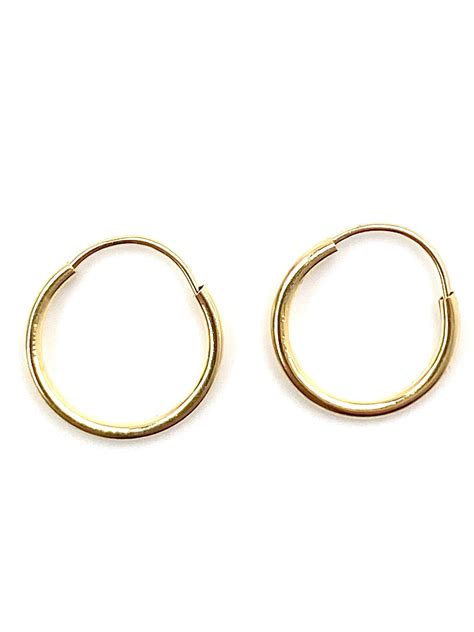 14K Solid Gold Small Hoop Earrings Sku 2175