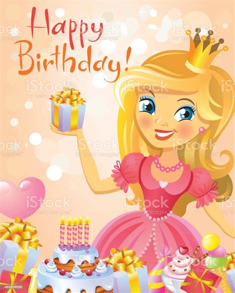 Happy Birthday Princess Greeting Card Stock Illustration Download
