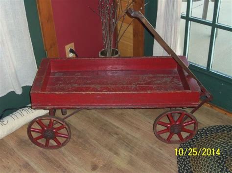 Antique Red Wooden Wagon Wood Wheels Wood Wagon Wooden Wagon Antiques