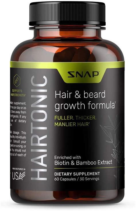 Snap Supplements Hair Growth Supplement For Men Beard Growth Regrow Hair 60 Capsules