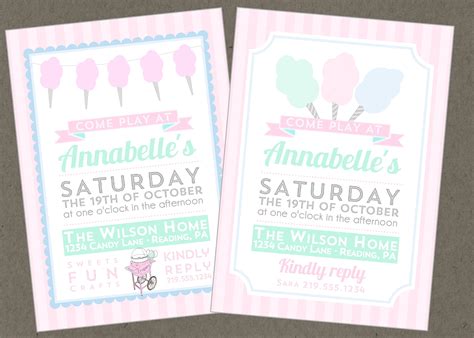 Cotton Candy Printable Party Invitations The Homespun Hostess