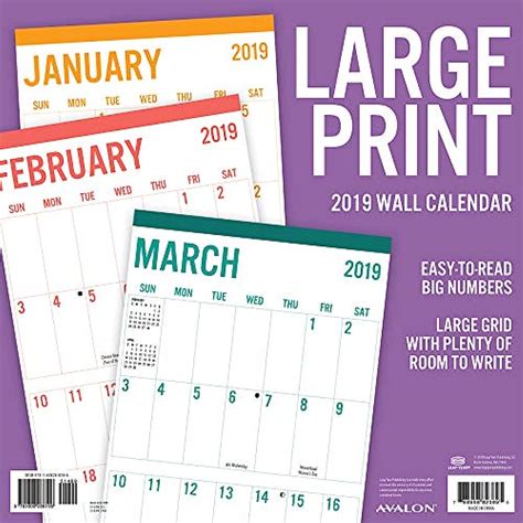 2019 Wall Calendars Calendar Large Print Basic 12 X Inches 82389