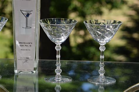 4 vintage etched crystal cocktail glasses vintage crystal martini glass wedding toasting