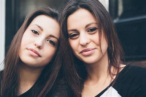 Twin Teenage Girls Outdoors In London By Kkgas