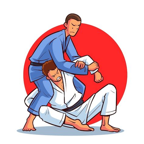 Atletas De Jiu Jitsu Lutando Com Faixas Pretas Vetor Grátis