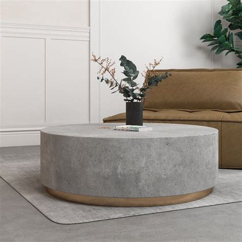 Ocement Industrial Coffee Table Round Cement Like Coffee Table In Light