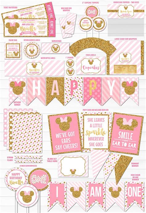 Maybe you would like to learn more about one of these? Printable Pink and Gold Glitter Minnie Mouse Inspired ...