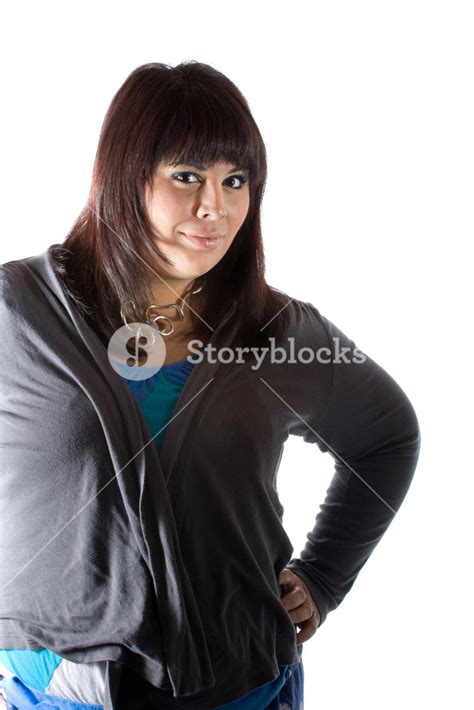 A Beautiful Young Hispanic Woman Isolated Over A White Background Royalty Free Stock Image