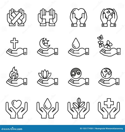 Collection Of Healing Hands Icon With Variety Of Good Symbol Design