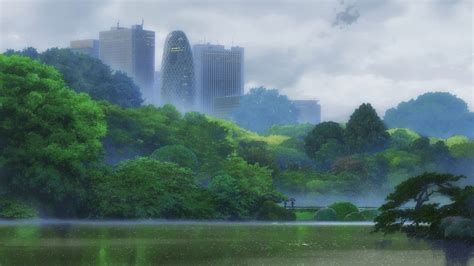 1120100 Sunlight Anime Water Nature Reflection Grass Rain Green