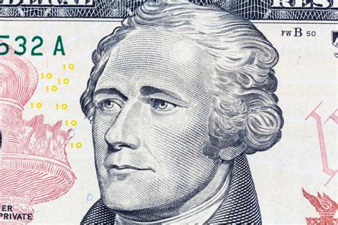 Alexander Hamilton Portrait On 10 Us Dollar Bill Stock Photo Image