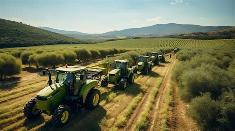 Premium Ai Image Bold And Dynamic Green Tractors Driving Through A