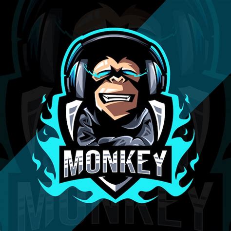 Premium Vector Cute Monkey Gamers Mascot Logo Esport Template