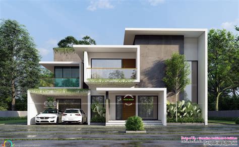 Front And Side Elevation Of A Minimalist House Design Kerala Home