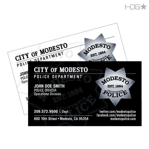 Please follow the prompts to records. Modesto Police Department Business Cards | HDG Tactical