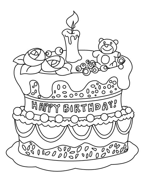 Gambar Free Printable Birthday Cake Coloring Pages Kids Cakes Di