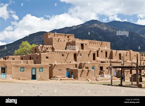 The Ancient Native American Settlement Of Taos Pueblo New Mexico Usa