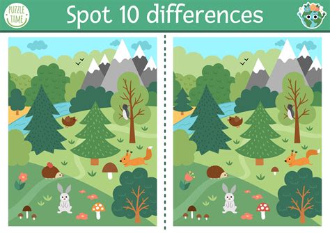 Find Differences Game For Children Ecological Educational Activity
