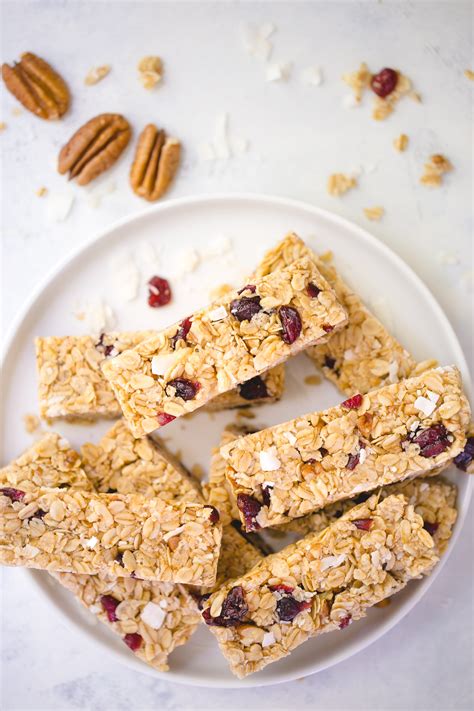 Chewy Coconut Pecan Granola Bars With Cranberries Andie Mitchell