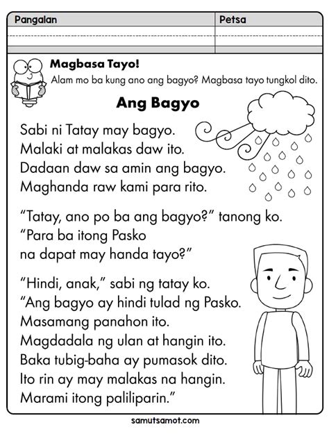 Pagbasa Sa Filipino Samut Samot Worksheets For Grade