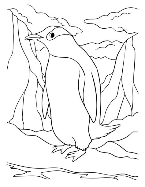 Penguin Animal Coloring Page For Kids Ice Nature Kids Vector Ice