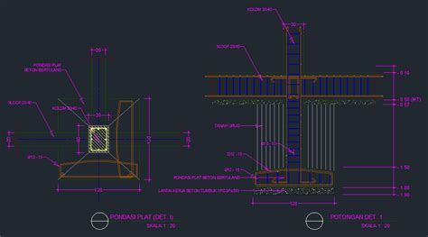 Detail Pondasi Foot Plat Beton Bertulang Rancangan Denah Rumah
