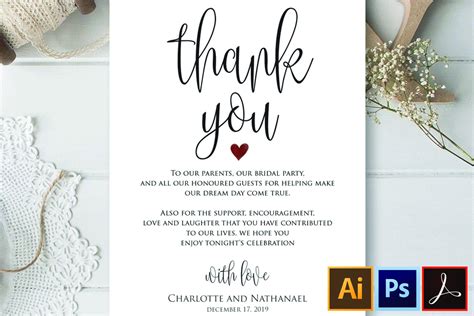 Wedding Thank You Note Printable Thank You Card Template Inside Thank