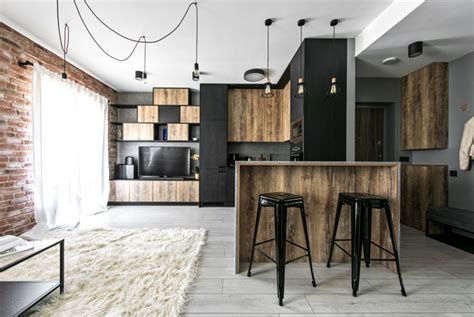 An Industrial Inspired Apartment With Exposed Brick Metal And Concrete