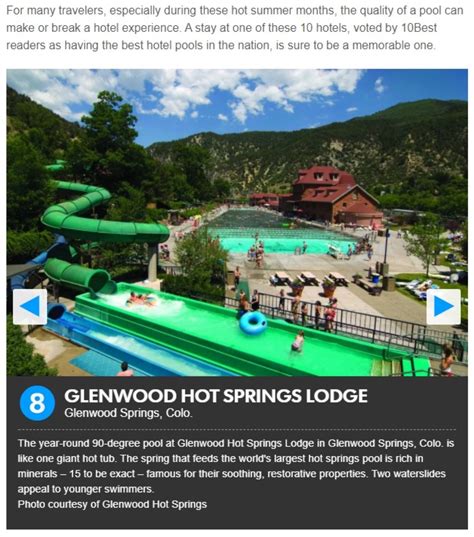 Glenwood Hot Springs Lodge Named A Top Hotel Pool By Usa