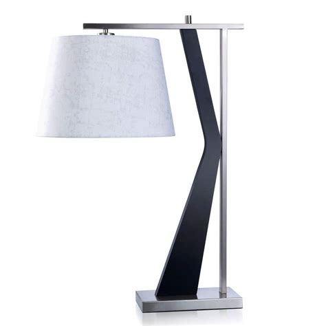 Stylecraft 27 In Silver Metal Fabric Table Lamp With White Linen