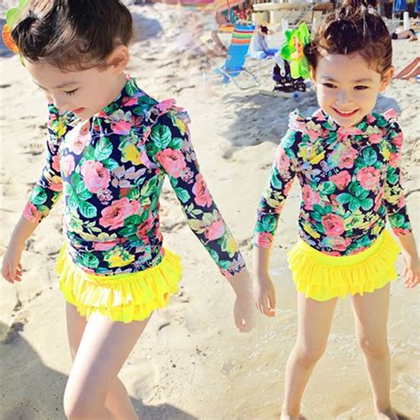 Meninas Do Bebê Crianças Praia Swimwear Criança Flor Biquini Maiô Para