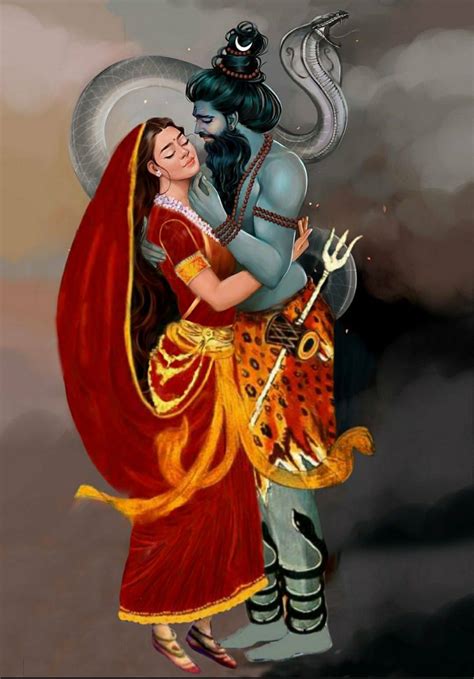 The Divine Couple Lord Shiva And Parvati In Creative Art Painting