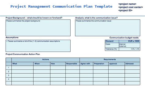 Project Management Communication Plan Template Excelonist