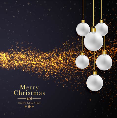 Beautiful Merry Christmas Glitters With Balls Background Vector 264417
