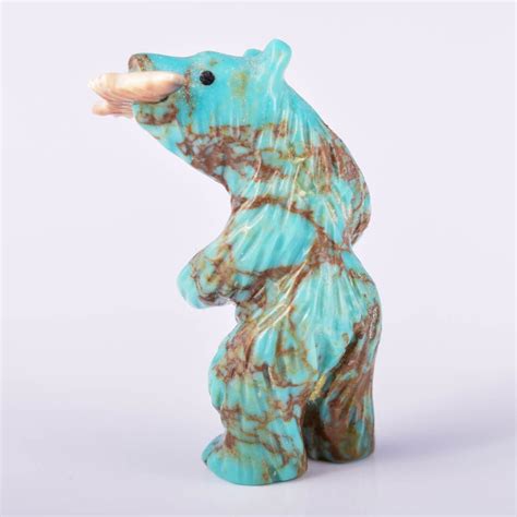 Standing Carved Turquoise Fetish Bear Ebth