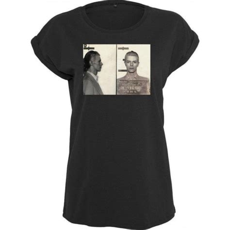 David Bowie Mugshot Womens Extended Shoulder T Shirt Womens From