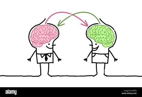 Cartoon Two Big Brain Men Exchanging Ideas Stock Photo Alamy