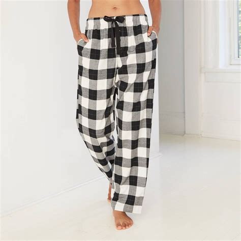 Women S Plaid Perfectly Cozy Flannel Pajama Pants Stars Above White Black Xs Ideias