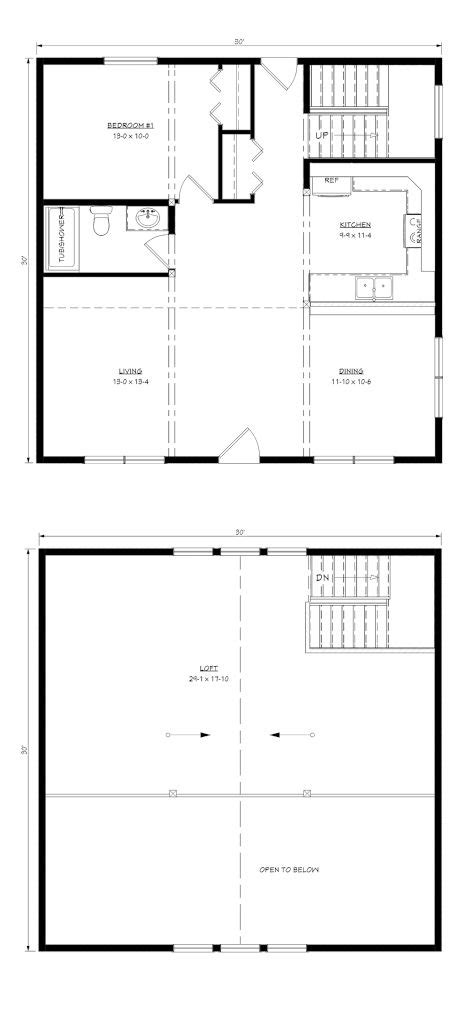 Pre Designed Cabin 30x30 Floor Plana Layout Loft Floor Plans House