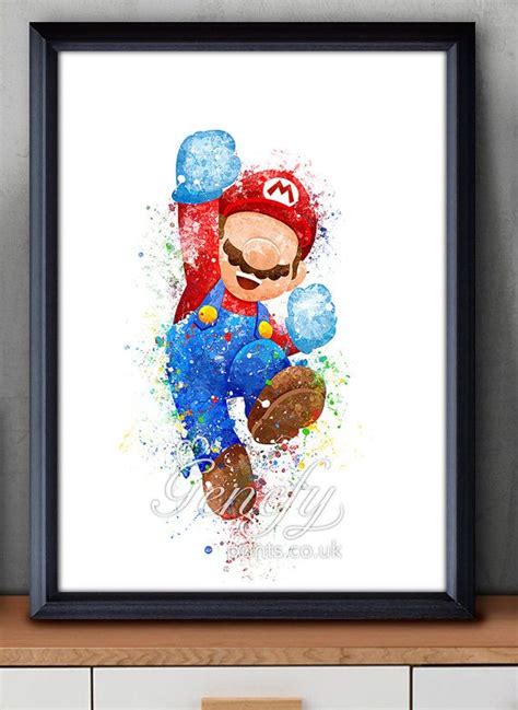 Mario Super Mario Brothers Watercolor Poster Watercolor Painting