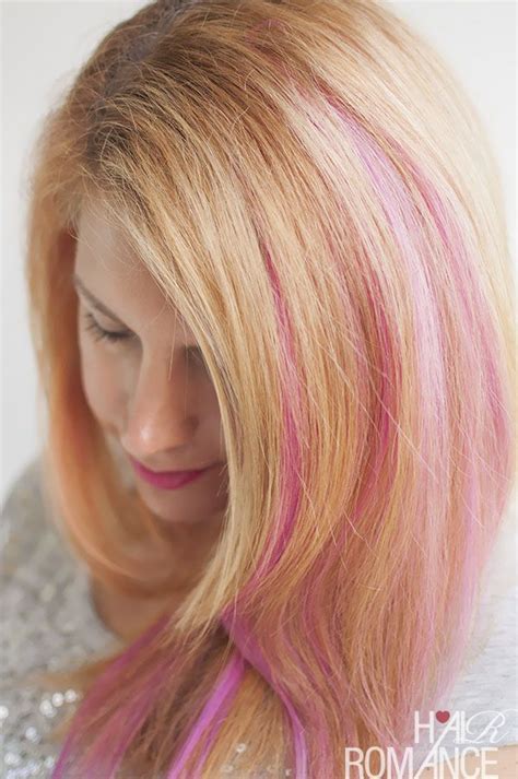 Diy Pink Highlights In Your Hair Pink Hair Streaks Pink Blonde Hair Blonde With Pink Darker
