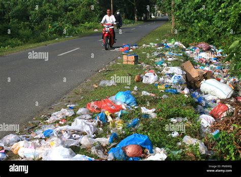 Piles Of Plastic Waste Seen On The Side Of The Road Due To Littering By