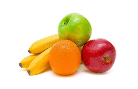 Apples Oranges And Bananas On White Background Stock Photo Image Of