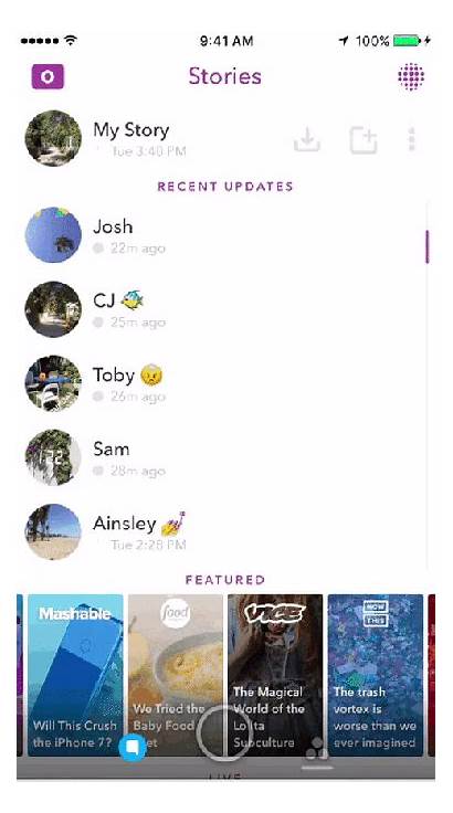 Snapchat Story Playlist Favorites Ads Tap Techcrunch