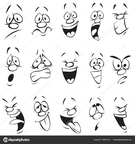 Cartoon Face Expressions Cartoon Doodle Faces With Different Emotions
