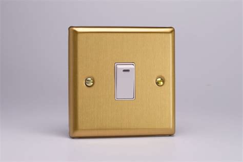 Varilight Xb20nw Classic Brushed Brass 1 Gang 20a Double Pole Switch